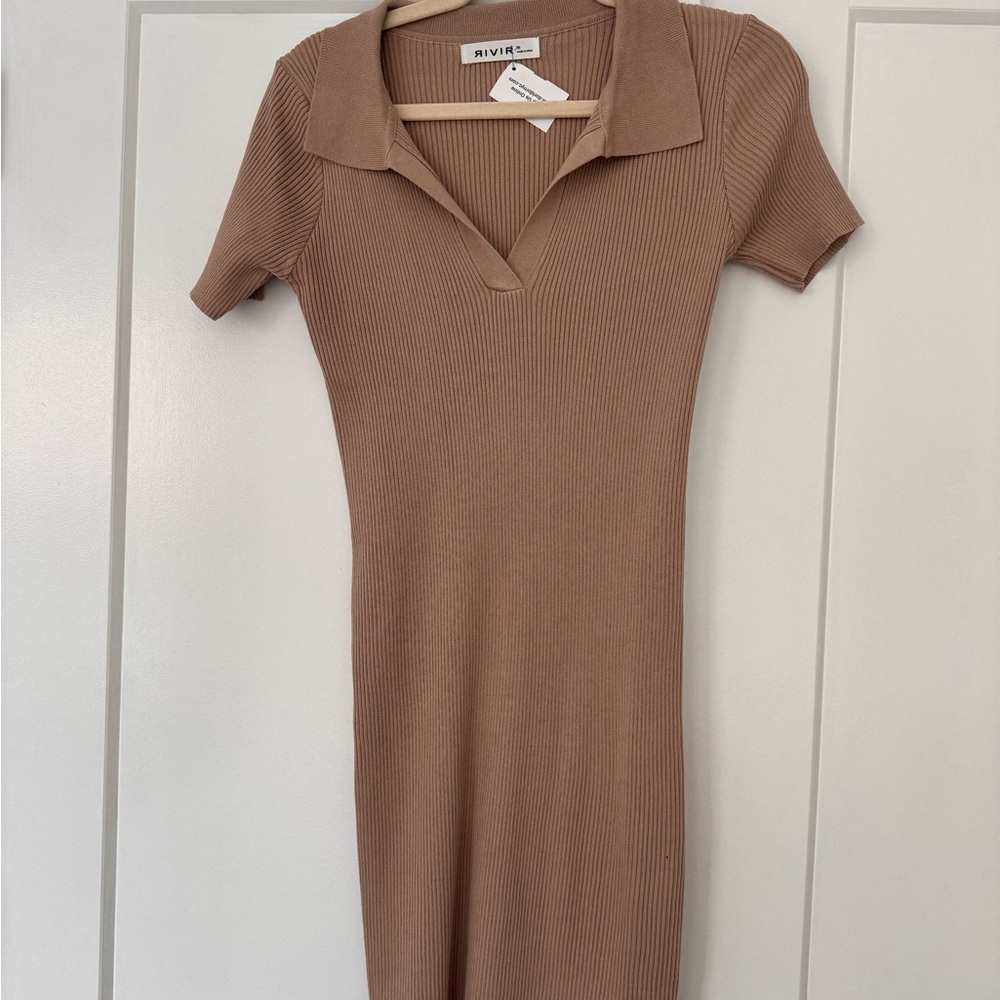 River Island Ribbed Brown Mini Dress
